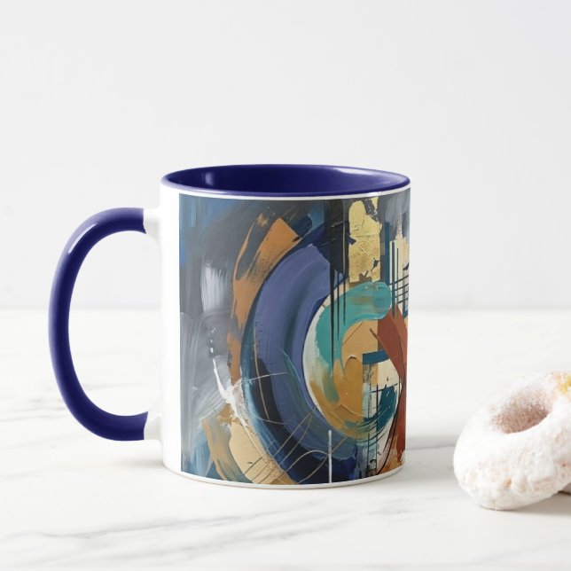 Taza de café de arte abstracto (Con donut)