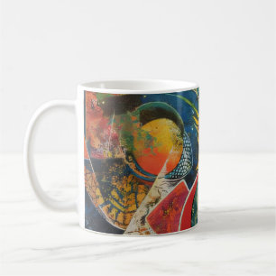 Taza de café de arte abstracto de jardín cósmico