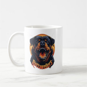 Taza de café de arte de perro Rottweiler agresivo