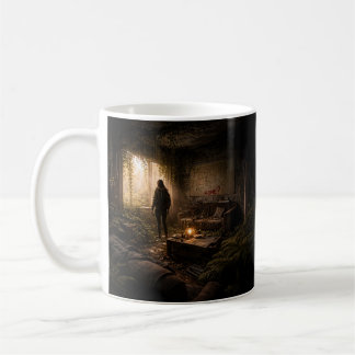 Taza de café de arte distópico cinematográfico