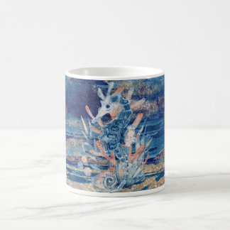 Taza de café de arte marino azul costero