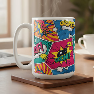 Taza de café de arte pop de cómic BOOM
