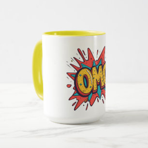 Taza de café de arte pop “¡OMG!” de cómic retro