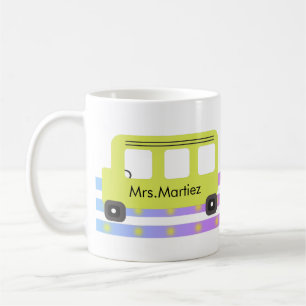 Taza de café de autobús escolar amarillo para cond