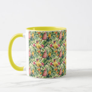 Taza de café de aves tropicales