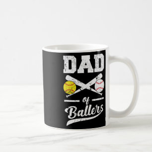 Taza De Café De Ballers Dad Of Baseball Y Softball Player Para
