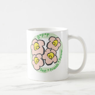 Taza De Café De BFF de los mejores amigos flores rosadas para