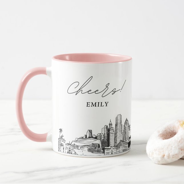 Taza de café de boda personalizada de Miami (Con donut)