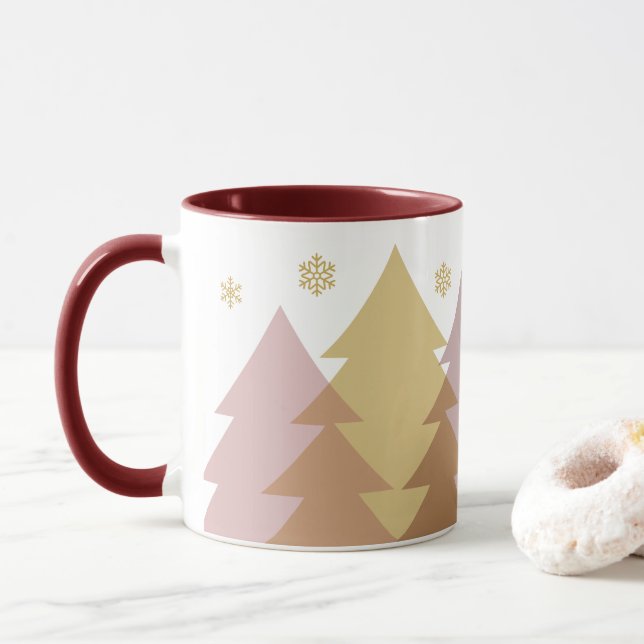 Taza de café de bosques de Navidad (Con donut)