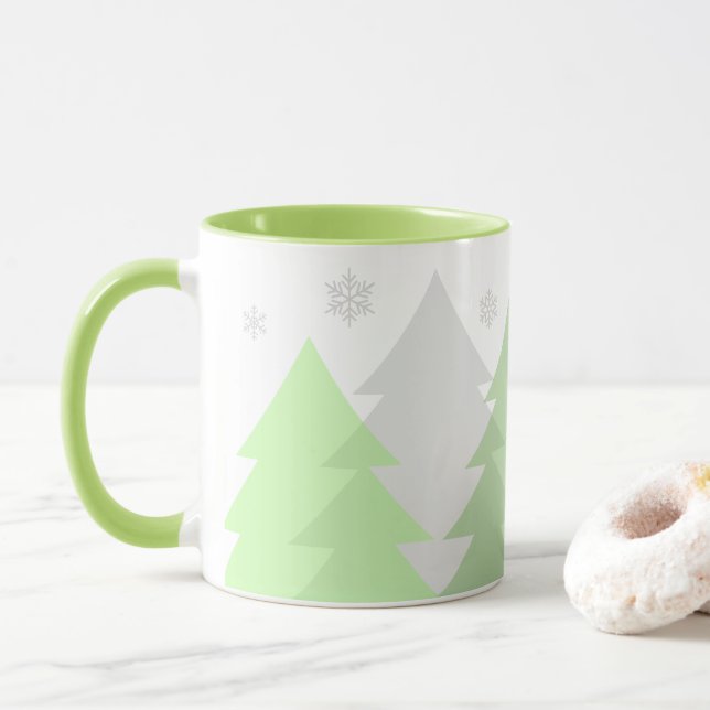 Taza de café de bosques de Navidad (Con donut)