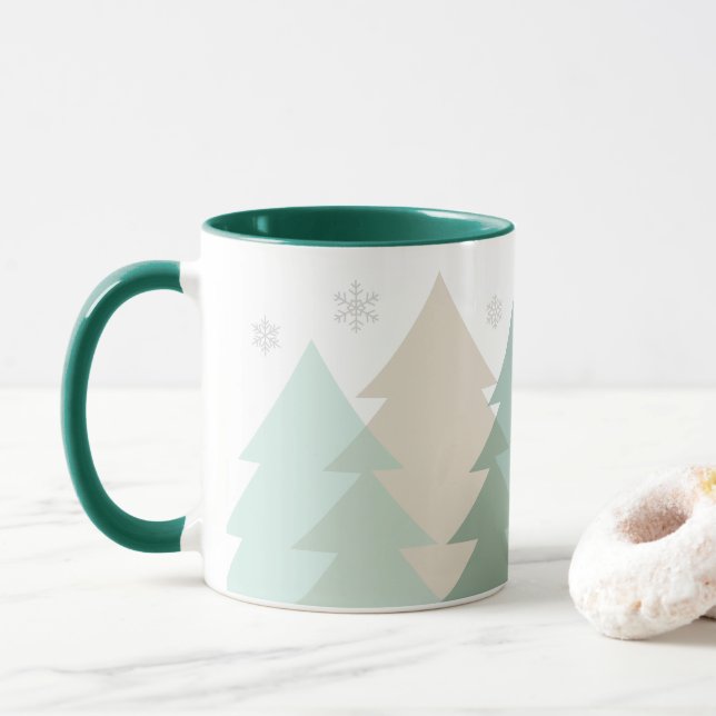 Taza de café de bosques de Navidad (Con donut)