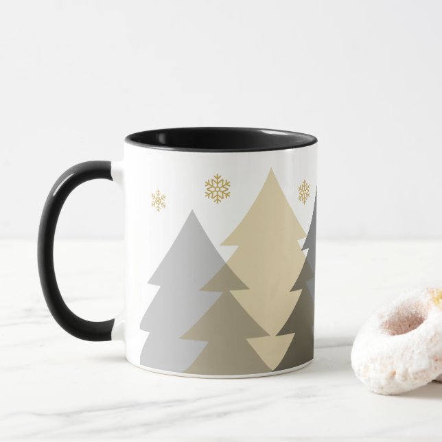 Taza de café de bosques de Navidad (Con donut)