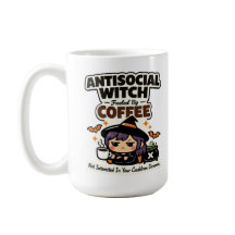 Taza de café de bruja antisocial de Halloween