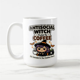 Taza de café de bruja antisocial de Halloween
