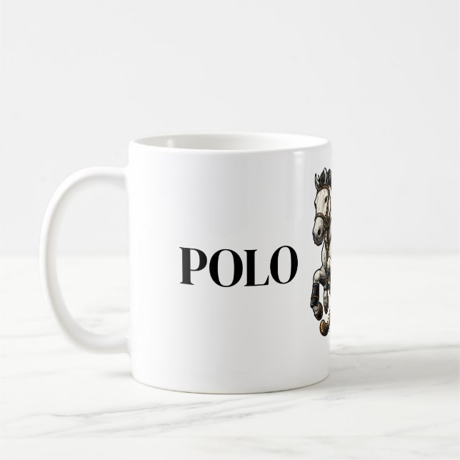 Taza de café de caballo de polo personalizada - Ec (Izquierda)