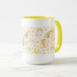 Taza de café de caballos con crines de arcoíris — 