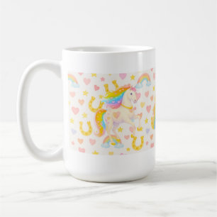 Taza de café de caballos con crines de arcoíris —