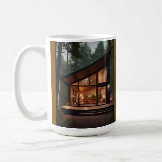 Taza de café de cabaña de bosque acogedor – Casa d (Izquierda)