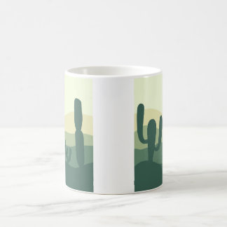 taza de café de cactus, sol y desierto