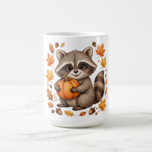Taza de café de calabaza de mapache agradecido de
