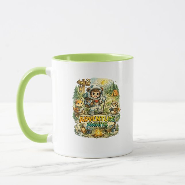 Taza de café de camping Adventure Awaits (Izquierda)