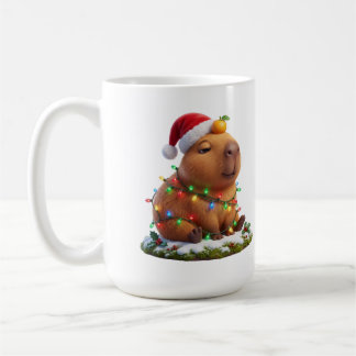 Taza de café de capibara imperturbable en luces de