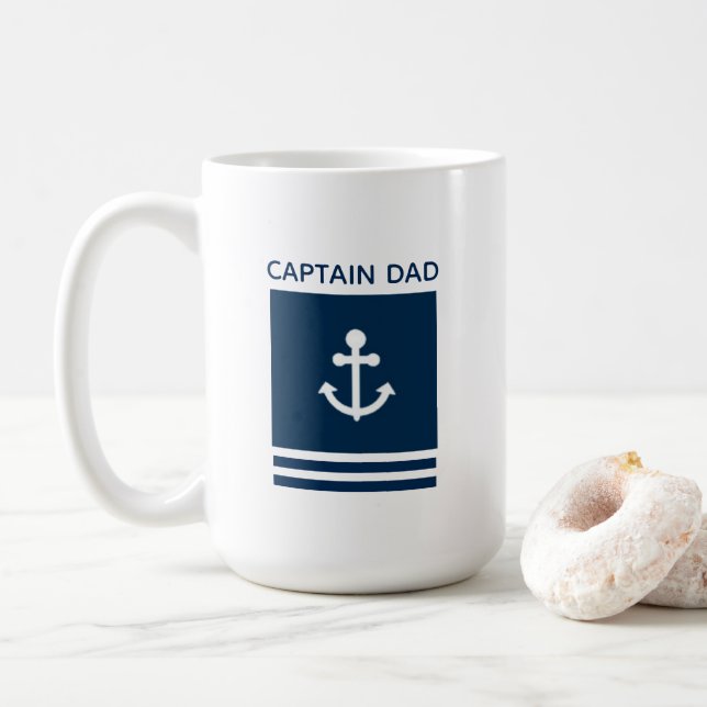 Taza de café de capitán Dad Anchor (Con donut)