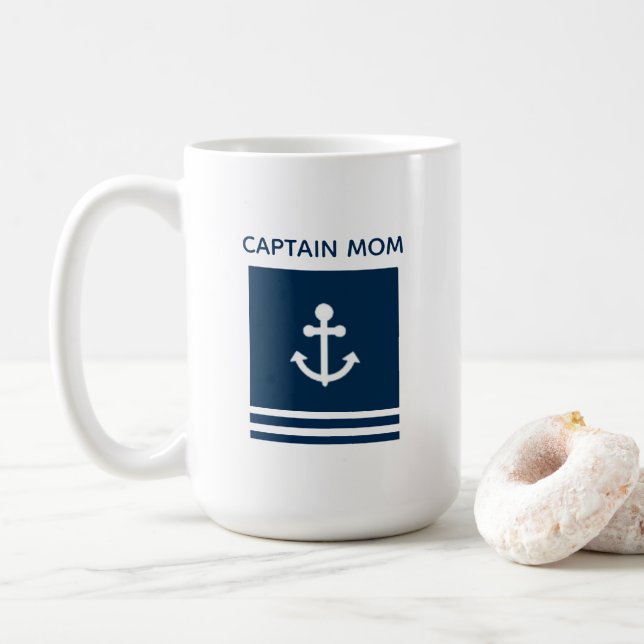 Taza de café de capitán Mom Anchor (Con donut)