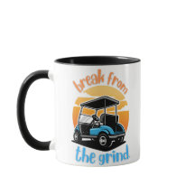 Taza de café de carrito de golf azul