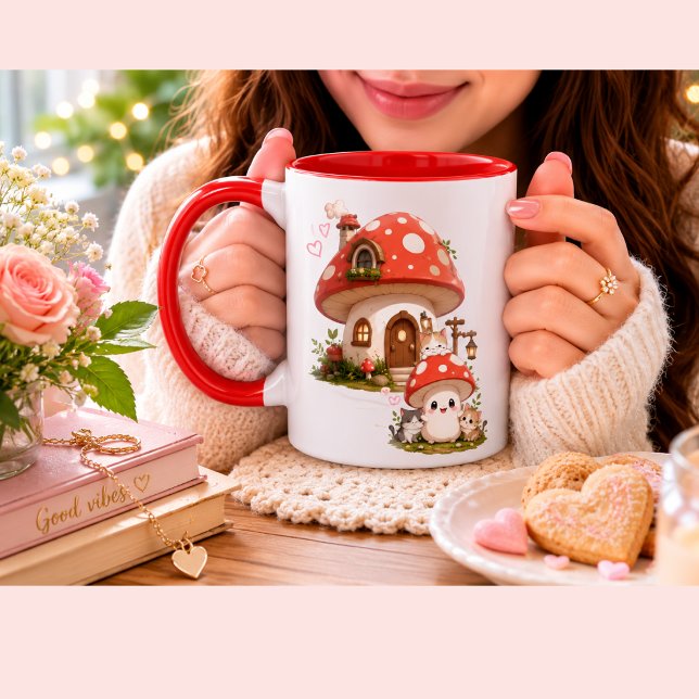 Taza de café de casa de hongo linda | Bosque capri (Subido por el creador)