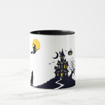 Taza de café de casa embrujada espeluznante