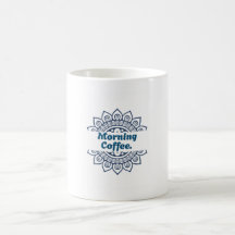 Taza de café de cerámica azul con patrón de mandal