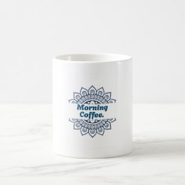 Taza de café de cerámica azul con patrón de mandal
