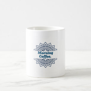 Taza de café de cerámica azul con patrón de mandal