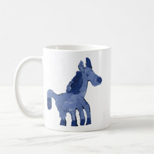 Taza de café de cerámica caballo azul pintado capr