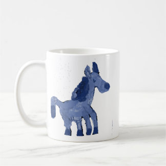 Taza de café de cerámica caballo azul pintado capr