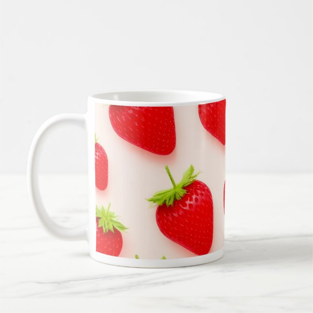 Taza de café de cerámica con estampado de fresa (Izquierda)