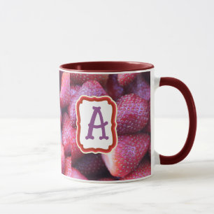 Taza de café de cerámica con patrón de fresa roja 