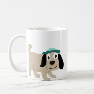 Taza de café de cerámica con perro lindo en gorra