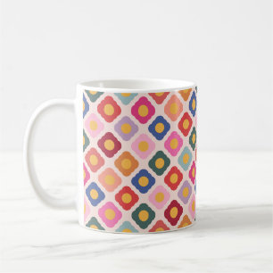 Taza de café de cerámica de arte popular floral   