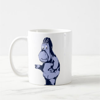 Taza de café de cerámica de gorila azul triste