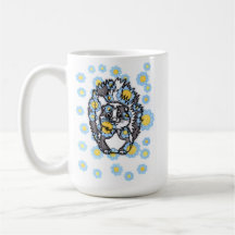 Taza de café de cerámica de zorrillo lindo con flo