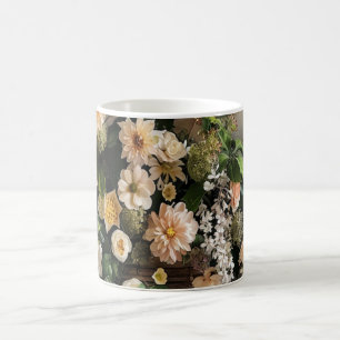 Taza de café de cerámica floral botánica vintage y