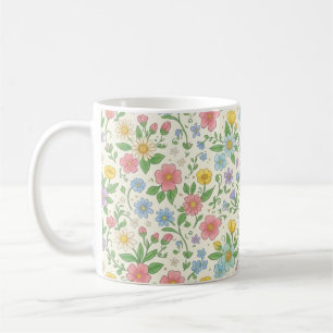 Taza de café de cerámica floral de flores silvestr