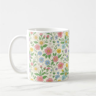 Taza de café de cerámica floral de flores silvestr