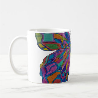 Taza de café de cerámica floral mariposa arcoíris