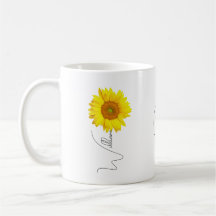 Taza de café de cerámica Girasol con nombre e inic
