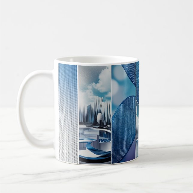 Taza de café de cerámica MugBlue Fade Dot Grid (Izquierda)