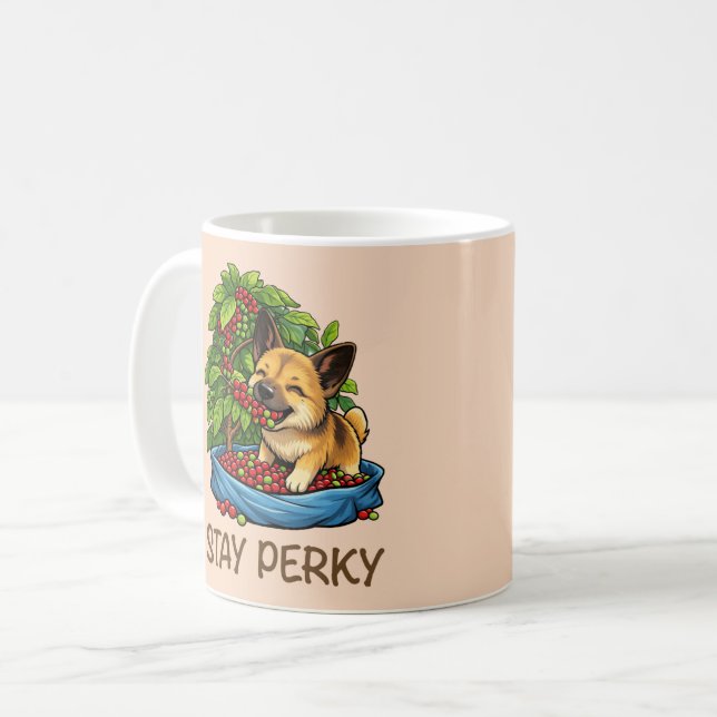Taza de café de cerámica Stay Perky Cute Dog (Anverso izquierdo)