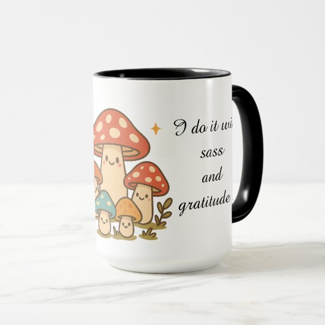Taza de Café de Champiñones Sass y Gratitud (Anverso derecho)